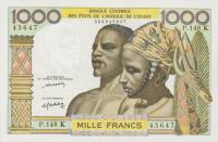 Gallery image for West African States p703Km: 1000 Francs